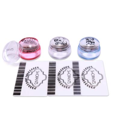 SHOPANTS 3PCS XL French Tip Nail Stamper Kit CLEAR Transparent Soft Stamper and Scraper Set Silicone Nail Art Printer Manicure Tool with lids