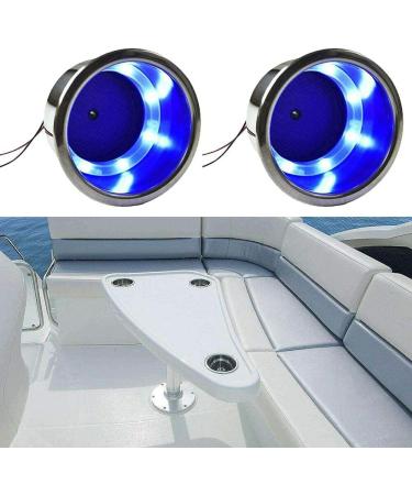 Pebbly Beach 2 PCS Stainless Steel Blue LED Cup Holder Insert for Marine Boat - Drain, Blue (Pack of 2) - Buy Online on GoSupps.com