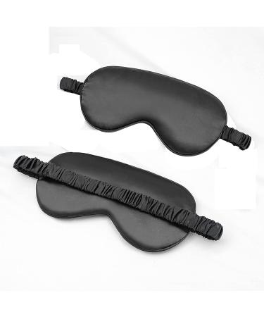 Pure Black Silk Sleep Mask - Adjustable Strap for Full Night's Sleep - Travel and Nap Aid - Super Soft Eye Shade Cover - Buy Online on GoSupps.com