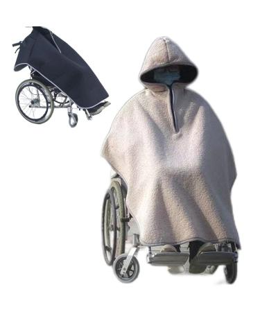 Wheelchair Zip Blanket Hooded Fleece Lining Warmth Wool Shoulder Lower Body Leg Zipper Keep Warm Wheelchair Cover Blanket Suitable for All Seasons for Disabled Senior ELD