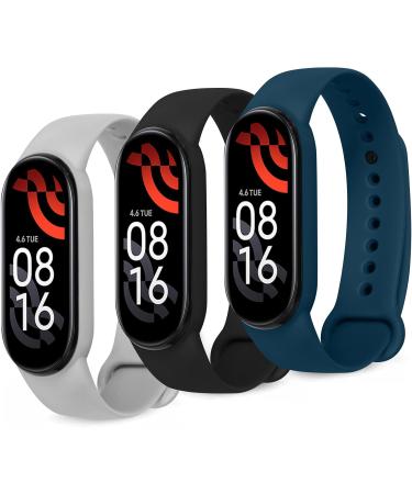 Buy Ainiv Adjustable Fitness Bracelets for Xiaomi Mi Band 3/4/5/6/7/8 - Waterproof Silicone/Nylon/Stainless Steel - 3-Pack in Black/Gray/Blue - Buy Online on GoSupps.com
