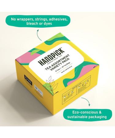 Handpick Tea Assortment Variety Pack - 40 Count - 8 Assorted Flavors - Gift Set - Buy Online on GoSupps.com