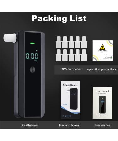 QTlier Personal Breathalyzer Professional Accuracy Portable Breath Alcohol Tester with Indicator Light and Digital Display for Home Use (with 10 Individually Packaged mouthpieces) - Buy Online on GoSupps.com
