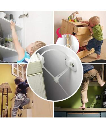 Loghot 6 Sets Nylon Anti-Tip Furniture Anchor Straps White Attach Furniture to Wall Keeping Baby Pet Safety from Falling Furniture - Buy Online on GoSupps.com