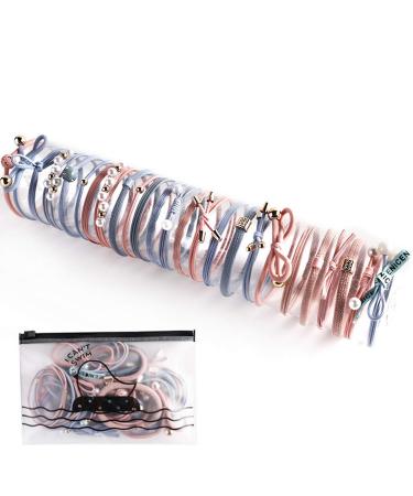 25 sets of elastic head rope different style of hair scrunchies Hair Ties Hair Scrunchies Elastic Hair Bands Pearl Ouchless Ponytail Holders Lucky Bowknot Flower Hair Accessories