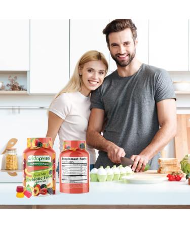 MYVIDAPURE Fruit Mix Prebiotic Fiber Gummies - Natural Strawberry, Peaches & BlackBerry Flavor - 60 Gummies (Non-GMO, Gelatin-Free) - Buy Online on GoSupps.com