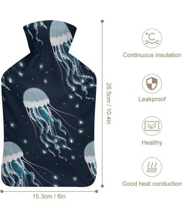 Hot Water Bottle with Lid - Jellyfish Pattern Rubber Bag for Pain Relief Cramps & Foot Warmer - Hot & Cold Therapy - Buy Online on GoSupps.com
