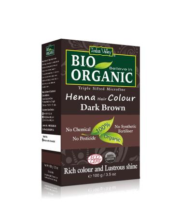 Indus Valley Bio Organic Natural henna hair color for gray hair coverage and hair dye Dark Brown 100gm
