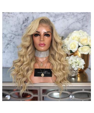BGHJUE N Wig Yellow Partial Long Roll Synthetic Wigs Blend 50% Human Hair Left Side Parting Natural Headline Glueless Wig For Women
