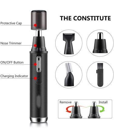 4-in-1 USB Rechargeable Ear and Nose Hair Trimmer for Men | Waterproof Professional Eyebrow & Facial Hair Trimmer with Double-Edge Stainless Steel Blade - Buy Online on GoSupps.com