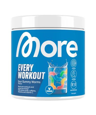 More every workout sour rubber worms 270 g - pre workout booster for motivation focus and performance vegan and laboratory tests acid rubber worms