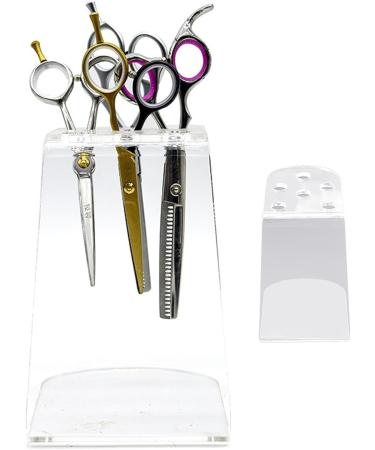 Salon Shear Holder - Acrylic Hairdresser Scissor Holder - Clear 6 Holes Stylist Tool Rack Desktop Organizer Accessories for Barber Shop Home - Buy Online on GoSupps.com