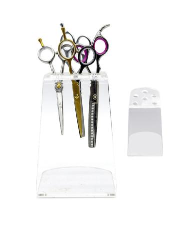 Scissors Holder for Hair Stylist - Acrylic Scissors Holder for Groomer - Groomer Scissors Rack 6- Clear Combs Storage Desktop Organizer for Stylists for Barber Shop Home
