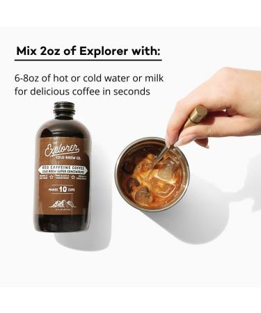 Explorer Cold Brew Coffee Concentrate | Organic RegularCaf | Gluten Free | Instant Liquid Mix | 16 oz - Makes 10 Cups | Regular Caffeine - Iced or Hot - Buy Online on GoSupps.com