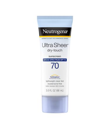 Neutrogena Ultra Sheer SPF 70 Sunscreen Lotion 3 fl oz (Pack of 3) | UVA/UVB Protection | Lightweight, Water Resistant, Non-Comedogenic - Buy Online on GoSupps.com