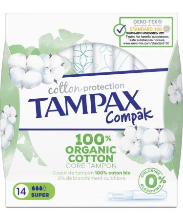 Tampax Organic Cotton Tampons - Super 100% Organic Cotton 56 Units with Applicator | Eco-Friendly | Best for Sensitive Skin - Buy Online on GoSupps.com