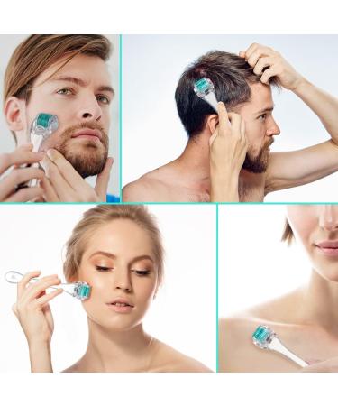 LOPHE Derma Roller 0.5mm Microneedle Derma Roller for Men and Women Professional Microneedling Derma Needling Micro Needle Roller Facial Wrinkles Hair Loss Stretch Marks Hair Regrowth Green head + transparent handle - Buy Online on GoSupps.com