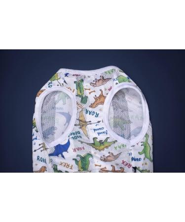 Cool Summer T-Shirt for Medium & Large Dogs | Breathable Sun Protection Vest - White Dinosaurs - Buy Online on GoSupps.com