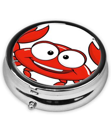 Buy Cartoon Crab Round Pill Box - 3 Compartment Travel Medicine Organizer | Portable Decorative Pocket Purse - Buy Online on GoSupps.com