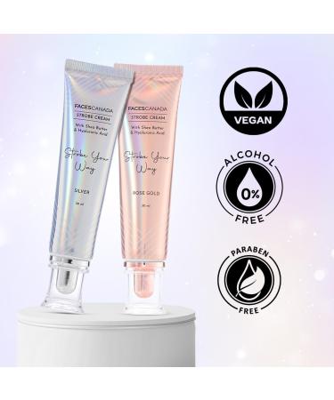 FA..CES/CANADA Strobe Cream - Silver 30ml | Primer + Highlighter + Moisturizer | Shea Butter & Hyaluronic Acid | Intense Hydration | Flawless Radiant Dewy Skin | Illuminating & Glowing Makeup Base - Buy Online on GoSupps.com