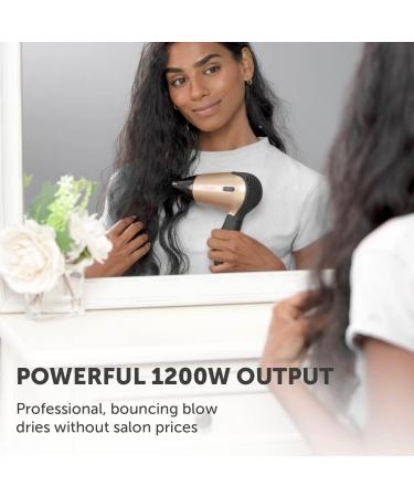 Carmen C80020 Noir Travel Hair Dryer - 1200W Black/Rose Gold with Concentrator Nozzle & Travel Bag - Buy Online on GoSupps.com