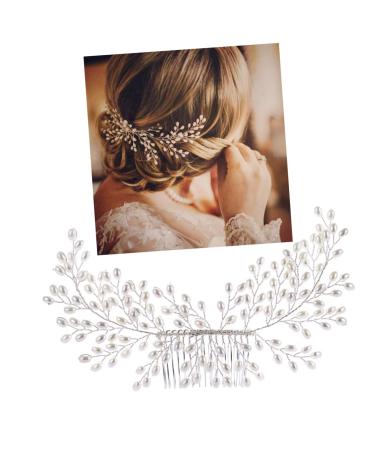 DOITOOL Hair Accessory Hair Accessories Hair Piece for Women Hair Trinkets Hair Ornaments Handmade Hair Comb Elegant Headdress Party Headwear Manual Hairpin Pearl Headgear Women's White