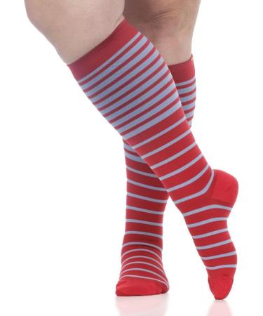VIM & VIGR Nylon 20-30 mmHg Compression Socks - Red & Lavender Stripe | Small/Medium - Shop Internationally - Buy Online on GoSupps.com