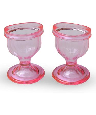Pink eyewash cups for effective eye cleaning eye-shaped rim snug fit (set of 2)