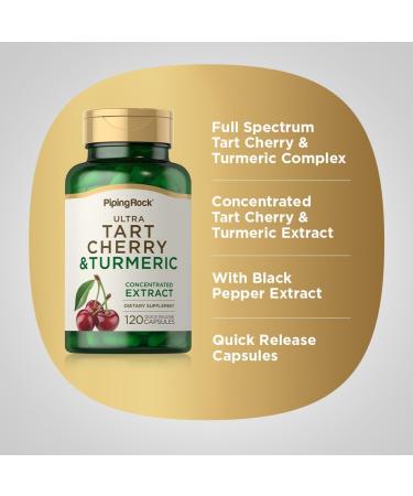 Piping Rock Turmeric and Tart Cherry Capsules | 120 Count | with Black Pepper Extract | Vegetarian Non-GMO Gluten Free Supplement - Buy Online on GoSupps.com