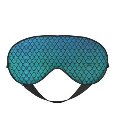 blue fish scale print Light blocking eye mask soft eye mask adjustable for sleep travel yoga etc