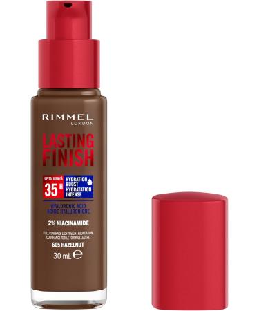 Rimmel London - Lasting Finish 35 Hour Foundation Long-Wearing Hydrating Vegan Formula Full-Coverage - Hazelnut 1 count (Pack of 1) Hazelnut - 605 - Buy Online on GoSupps.com