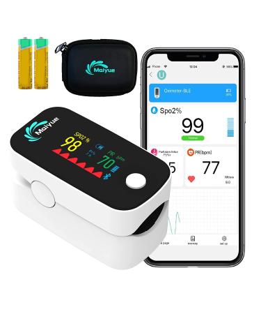 BT201 Pulse oximeter Fingertip blood oxygen saturation monitor finger oximeter connected (ios & android) smartphone oxygen saturation (spo2) - heart rate monitor app application to record