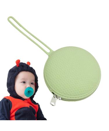 Aibyks Silicone Pacifier Holder - Portable Round Storage Bag for Travel | Zippered Silicone Container for Jewelry & Keys - Green B - Buy Online on GoSupps.com