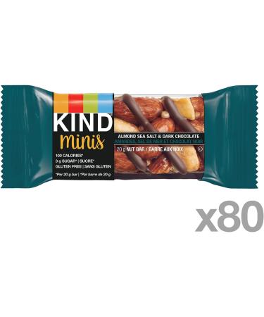 KIND Minis Almond Sea Salt and Dark Chocolate Gluten Free 100 Calories Low Sugar 80 Count Almond Sea Salt Dark Chocolate 80 - Buy Online on GoSupps.com