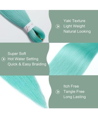 YDDM 20 Inch PRE Stretched Braiding Hair Extensions - 6 Packs Jumbo Braids Mint Color | Art Hair for Braids - Buy Online on GoSupps.com