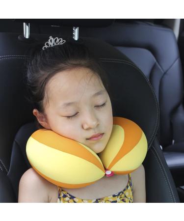 Kids Travel Pillow Toddler Chin Supporting Neck Pillow Baby Travel Pillow Safety Infant Head Neck Support for Car Seat Airplane Train Pushchair Child Soft Head Neck Pillow for Boys Girls 0-10 Years Yellow
