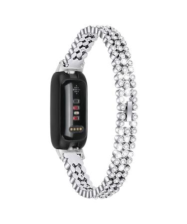 Peridot bracelet for Fitbit Inspire 3 adjustable bracelet with rhinestones 14 cm - 20.6 cm unique stainless steel accessories replacement bracelet for fit bit inspire 3 silver