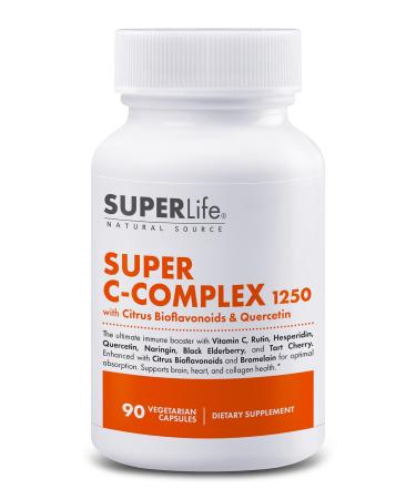 Fresh Start Super C-Complex 1250 - with Vitamin C Quercetin Black Elderberry Tart Cherry Citrus Bioflavonoids - Supports Immune Brain & Skin Health (90 Capsules)