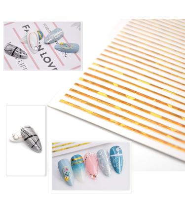 JAKSSO 3D Metallic Nail Stickers - 12 Sheets Gold Silver Nail Decals for Acrylic Nails - DIY Nail Art Chains, Stripes, Lines - Manicure and Salon - Buy Online on GoSupps.com