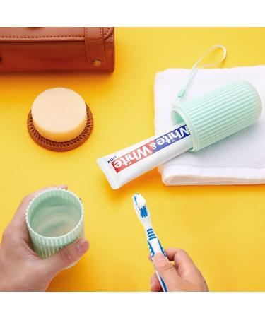 Anbbas Double Bristle Head Denture Brush - 5pcs Dental Cleaning Brushes with Portable Toothbrush Cup Holder for Oral Appliance Cleaning - Buy Online on GoSupps.com