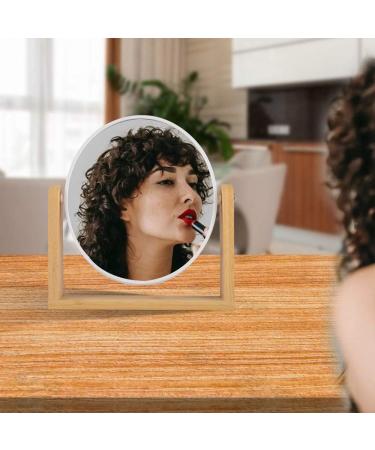 LOTIKO Double Sided Makeup Mirror with Bamboo Stand - 1X/3X Magnification, 360 Swivel, Oval Vanity Mirror for Beauty Gifts - Buy Online on GoSupps.com