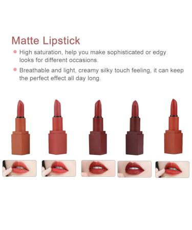 Yosoo 5Pcs Matte Lipstick Set - Long-Lasting Waterproof & Non-Stick Cup - Rouge Lip Gloss for Smooth Hydrated Lips | International Shipping Available - Buy Online on GoSupps.com