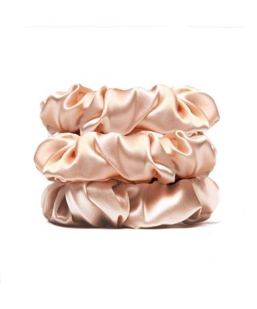 Michoooyel 100% Silk Scrunchies fabric hair tie pink for girls and women scrunching together single -colored elastic thick ribbons soft ropes ponytailers women hair jewelry