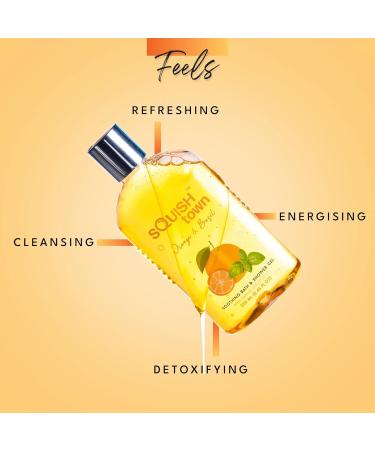 Squish Town Orange & Basil Bath & Shower Gel - Luxury Aromatherapy Body Wash for Men & Women - Natural Essential Oils - 250ml - Buy Online on GoSupps.com