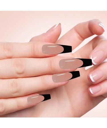 Black Tip Press On Nails Short 150 Removable Black French Tip Artificial Nails - Nail Decoration Kits For Nail Professionals Beginners Hobbyists French Black Wear 11 - Buy Online on GoSupps.com