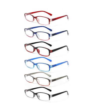 COJWIS 6 Pack Reading glasses Blue light filter glasses for women and men's spring hinge reading aid glare-free UV glasses (6 color mixed-6 1.25 multiplier_x) 6 color mix-6 1.25 x