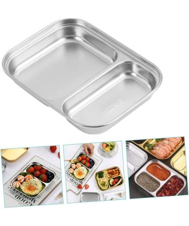 Alipis Stainless Steel Serving Tray Baby Separation Board Snack 20.00X15.00X3.00CM Silver - Buy Online on GoSupps.com