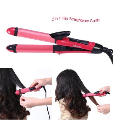 Buy 2-in-1 Ceramic Hair Straightener & Curler - Fast Heating Hair Styling Tools for All Hair Types (Red) - International Shipping Available - Buy Online on GoSupps.com