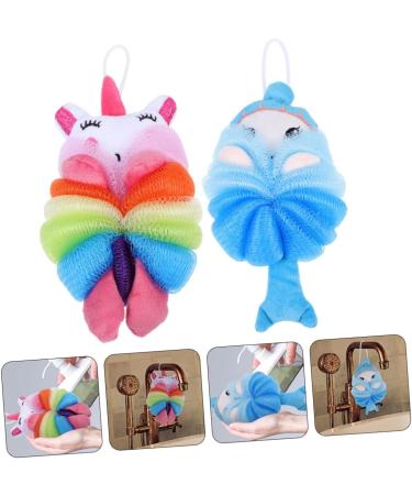 2pcs Children's Bath Ball | Toddler Shower Accessories | Cartoon Loofah Sponge Washcloths for Kids | Body Scrubbers for Baby - Buy Online on GoSupps.com