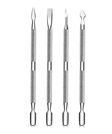 Cuticle Pusher and Cutter Set Dead Skin Nail Cleaner Tools Professional Stainless Steel Cuticle Remover Durable Pedicure Manicure Tools for Fingernails and Toenails.4 Pcs/Set